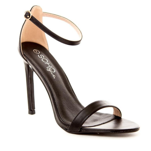 Black Ankle Strap Stiletto Heels - Picture 2 of 2